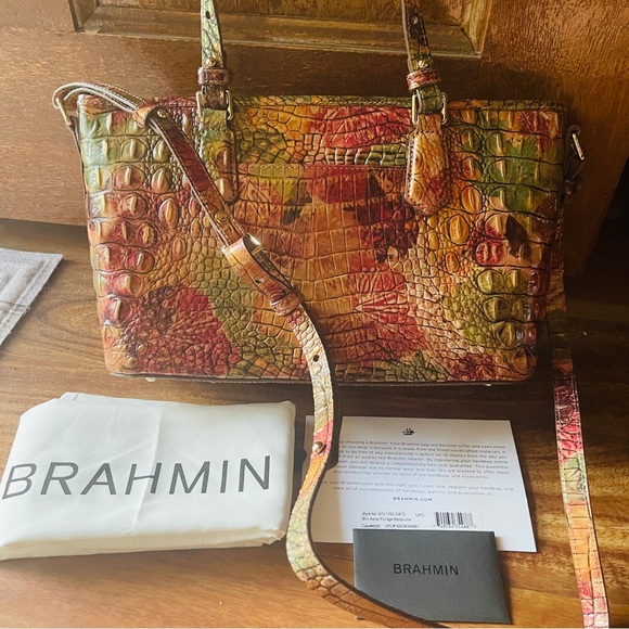 🍂VIVID BRAHMIN MINI ASHER FALL FOLIAGE CROC EMBOSSED LEATHER MELBOURNE! - Picture 14 of 16
